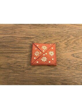 Vintage Red Leather Moroccan Origami Folded Coin Purse Rare